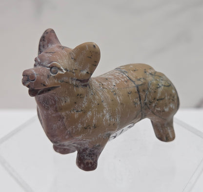 Decorative crystal Corgi dog carving on a white background
