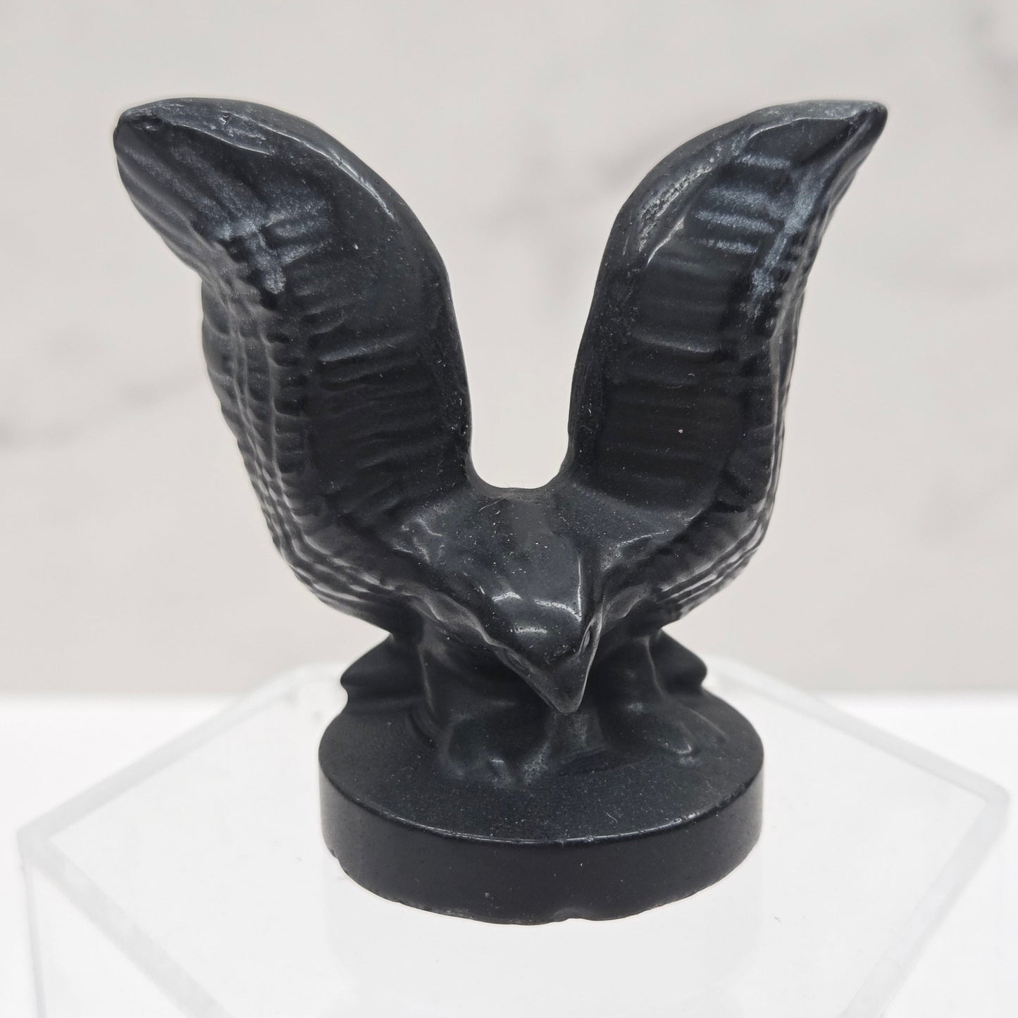 Decorative black winged object on a white background