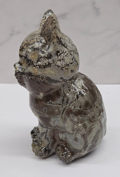 Decorative Picture Jasper cat carving on a white background