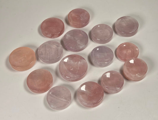 Rose Quartz shallow bowls on white background
