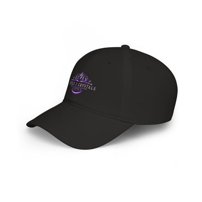 Triple J Crystals Embroidered Low Profile Baseball Cap — Purple Mystic Crystal Logo
