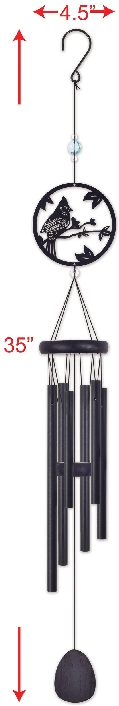 35" Cardinal Wind Chime Garden Decor - 94531