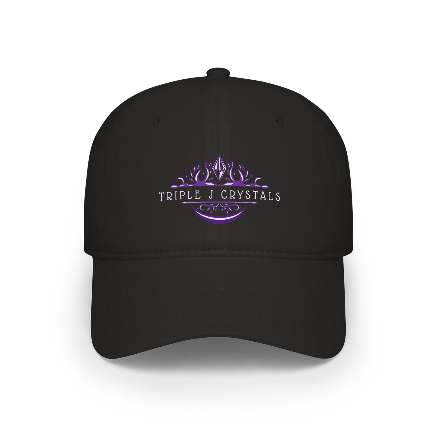 Triple J Crystals Embroidered Low Profile Baseball Cap — Purple Mystic Crystal Logo
