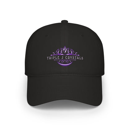 Triple J Crystals Embroidered Low Profile Baseball Cap — Purple Mystic Crystal Logo