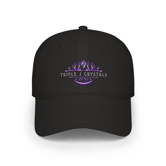 Triple J Crystals Embroidered Low Profile Baseball Cap — Purple Mystic Crystal Logo