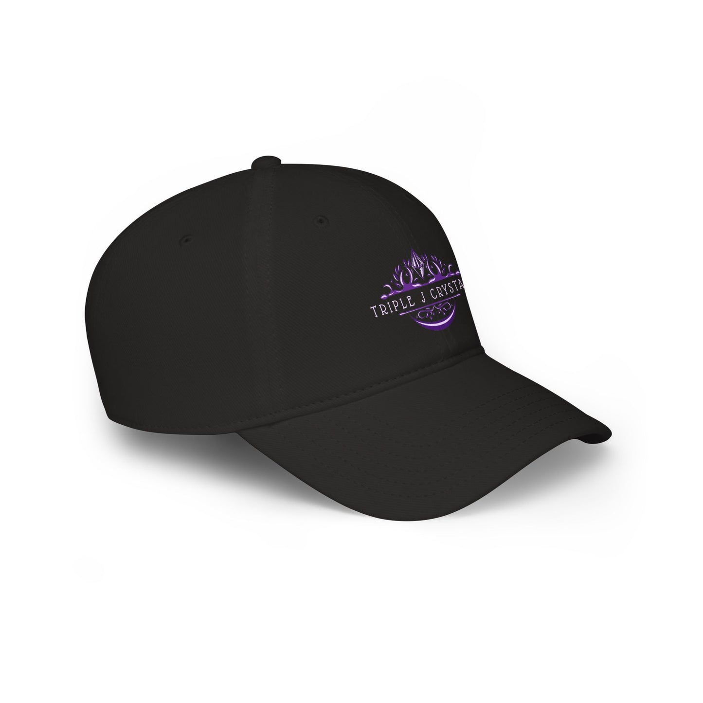 Triple J Crystals Embroidered Low Profile Baseball Cap — Purple Mystic Crystal Logo
