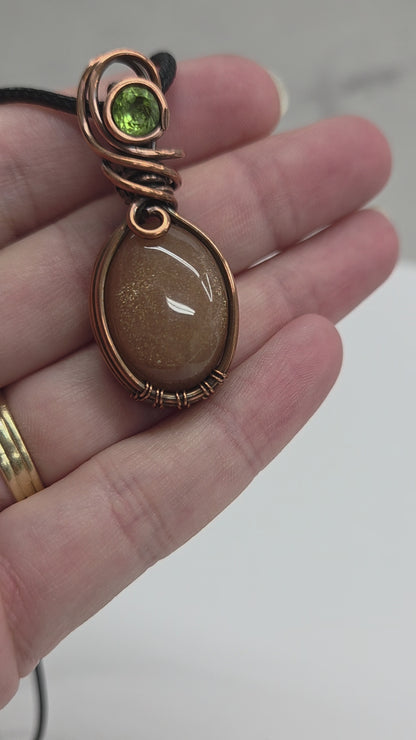 Necklace - Sunstone w/ Prehnite