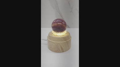 Lighted & rotating Lotus sphere stand