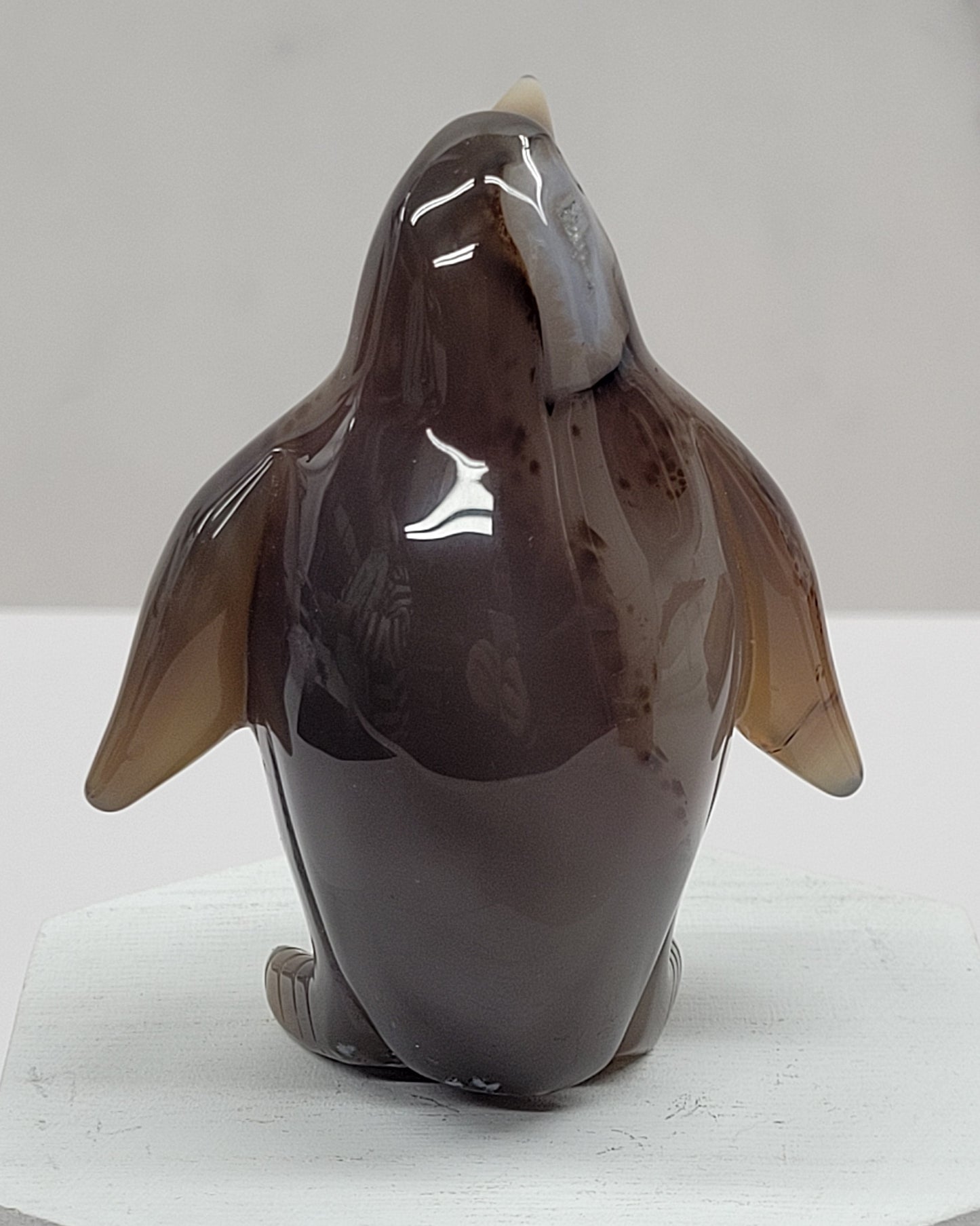 Drusy Agate penguin carving