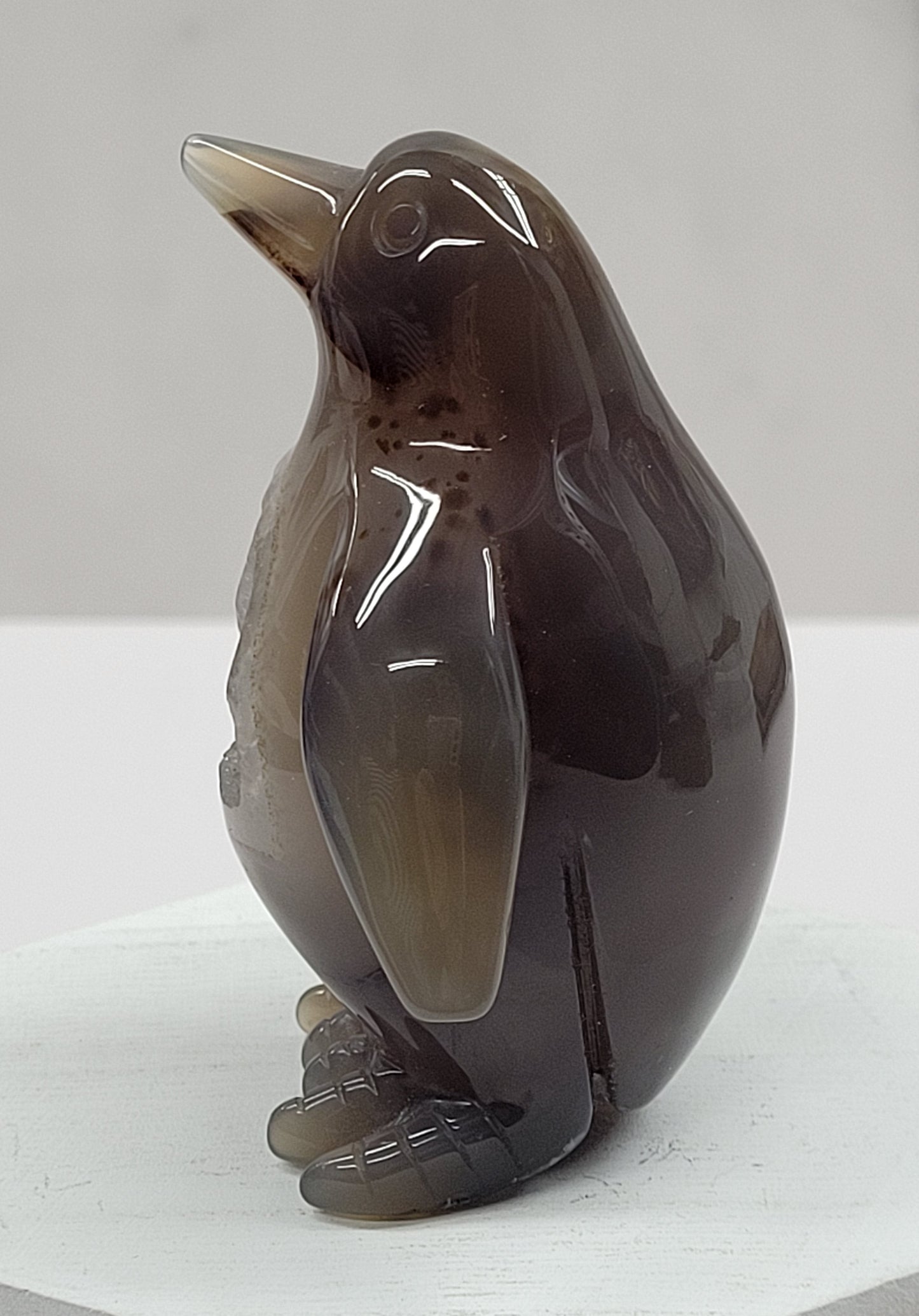 Drusy Agate penguin carving